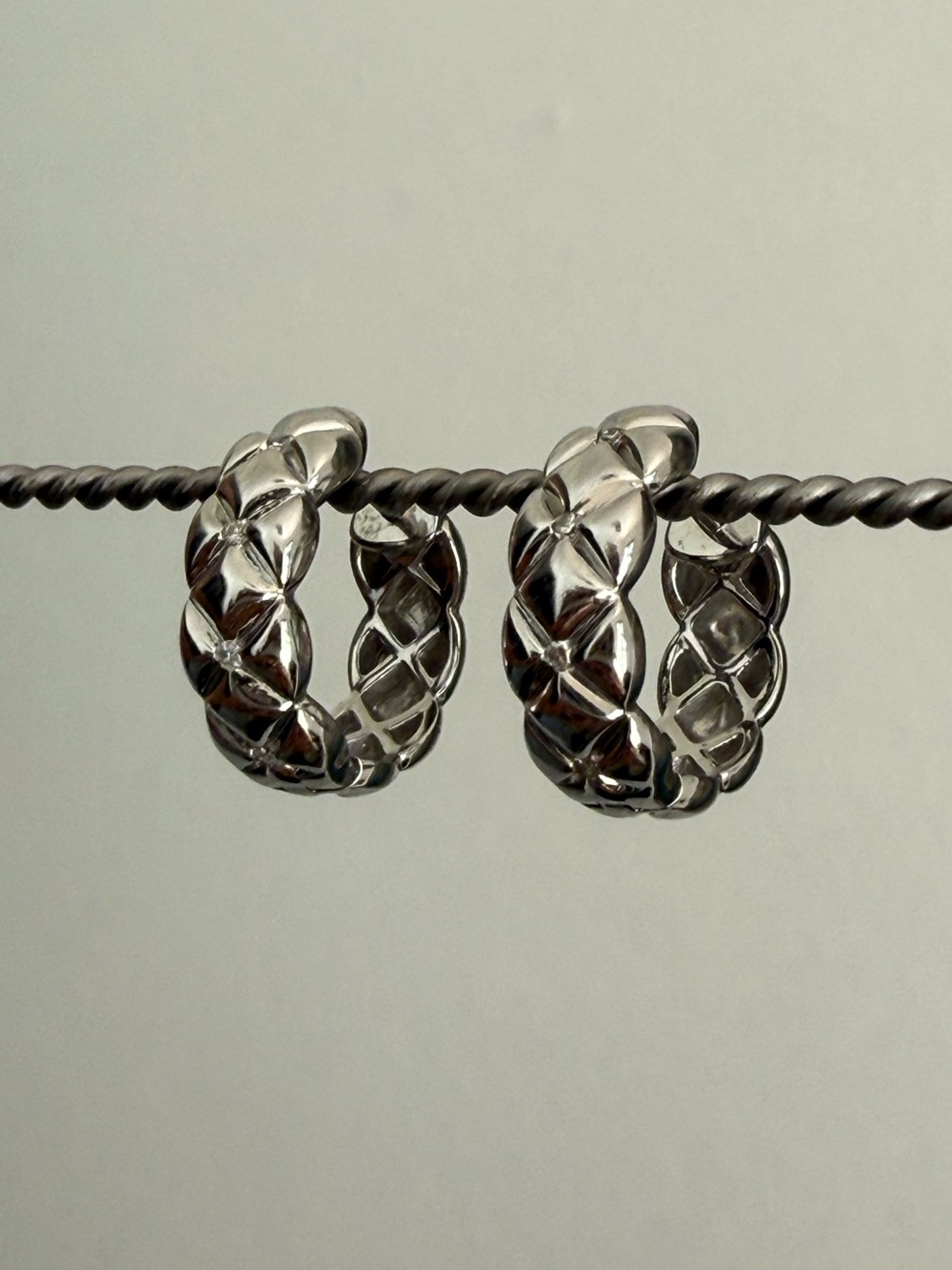 Sterling Silver Quilted Hoop Earrings